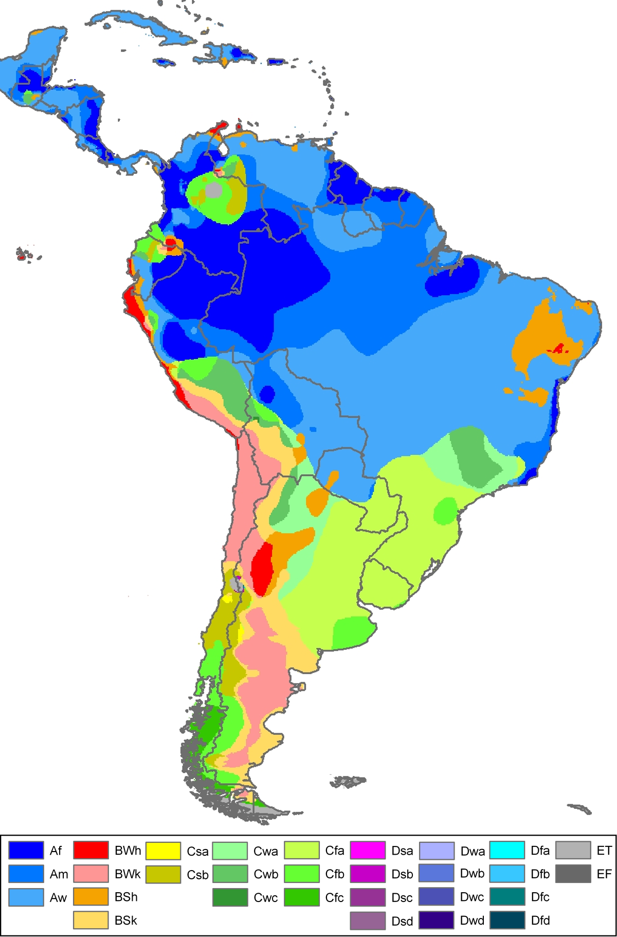 sudamerika koppen karte