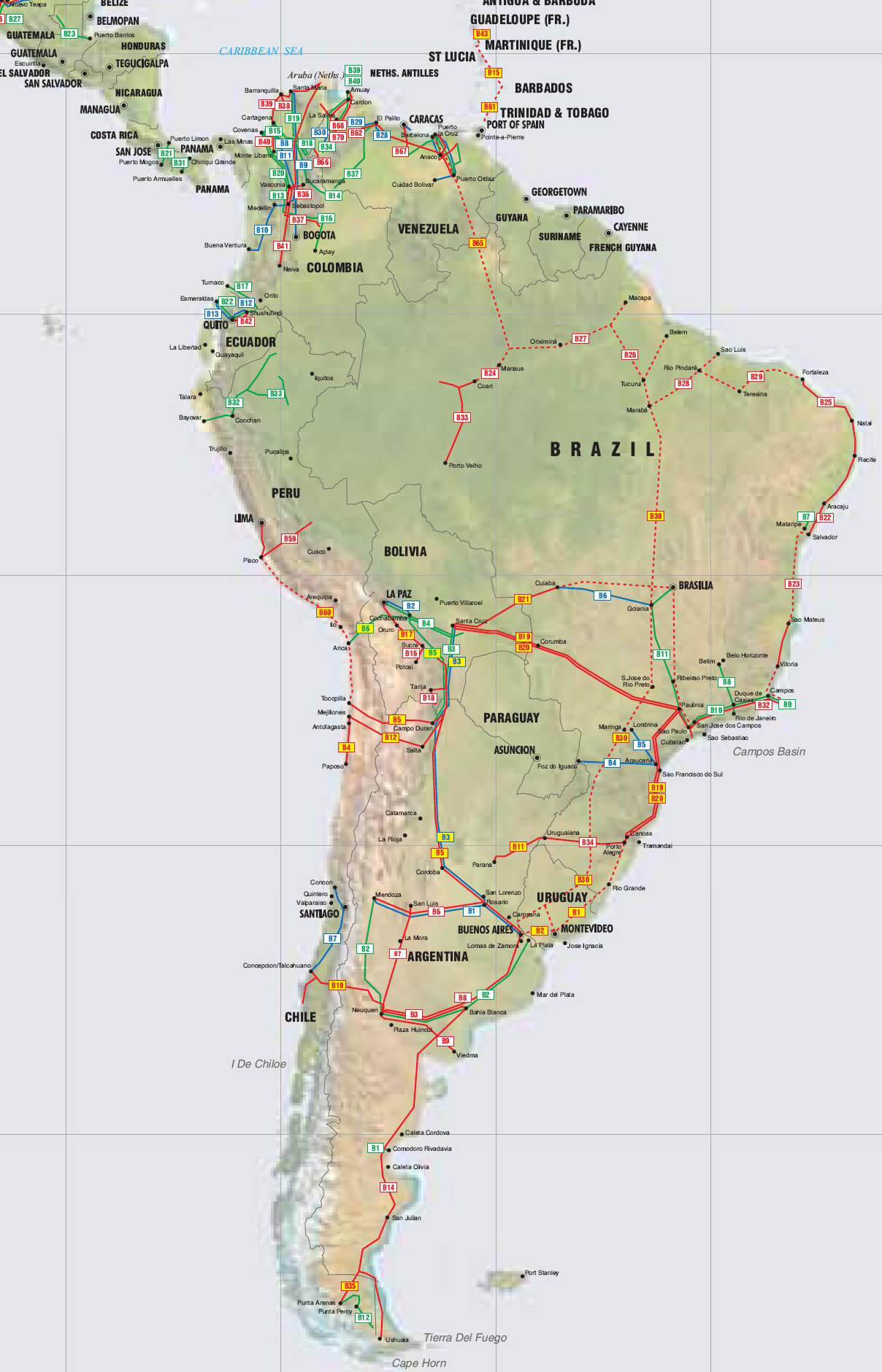 sudamerika pipelines karte