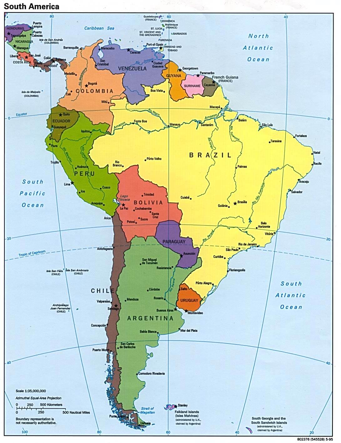 sudamerika politisch karte 1995
