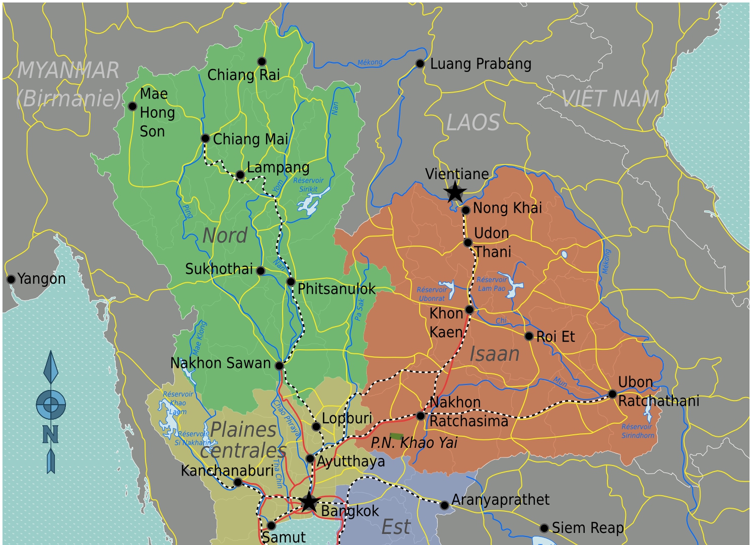 Thailand regionen Map