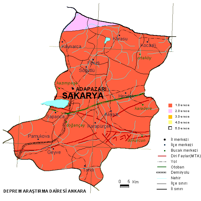 sakarya erdequake karte