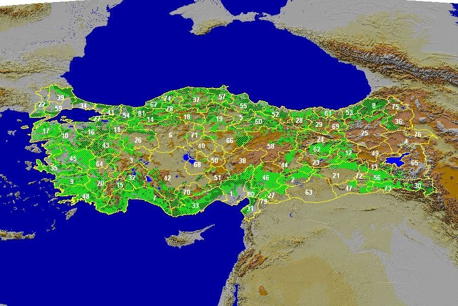 turkei wald karte