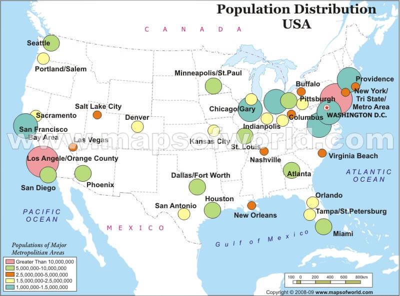 USA bevolkerung Map
