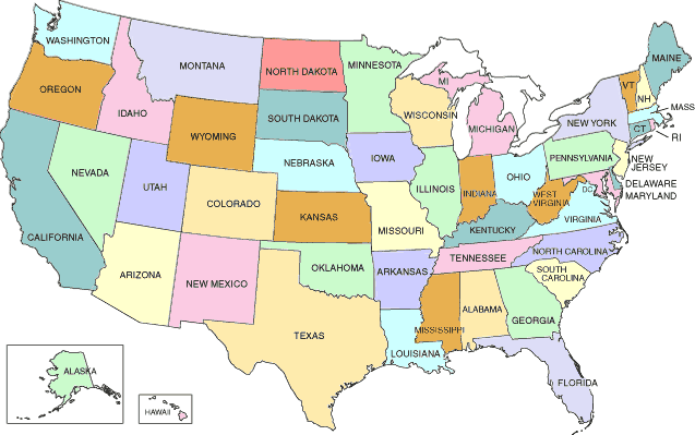 States karte von US
