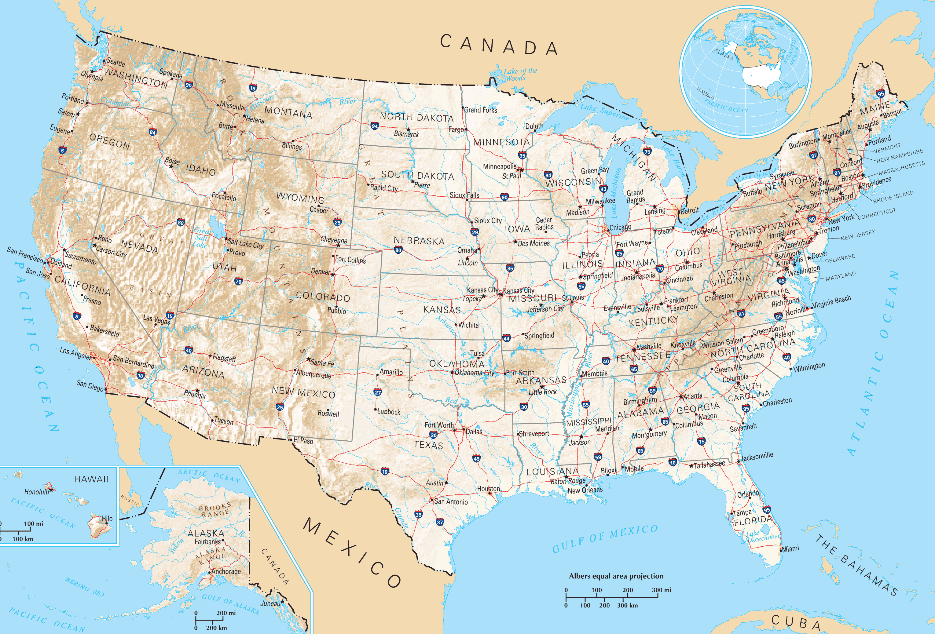 USA International strase Map