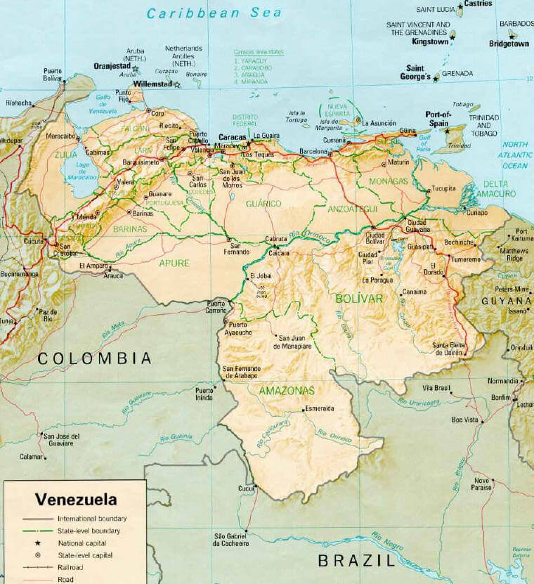physisch von karte Venezuela