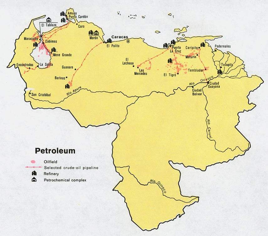 Venezuela Petroleum karte 1972