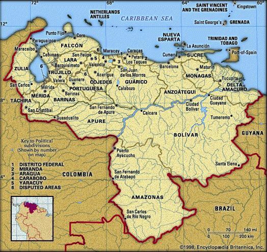 Venezuela International Border Map