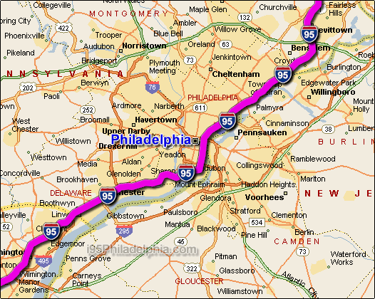 philadelphia karte interstaat 95