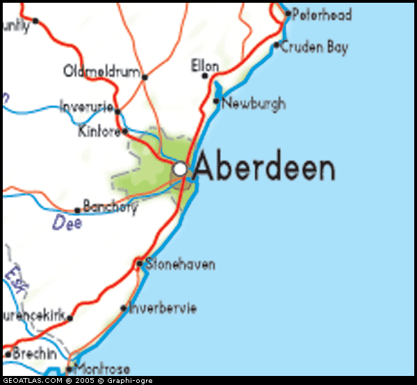 regionen karte von Aberdeen