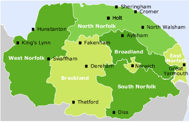 norwich regionen karte