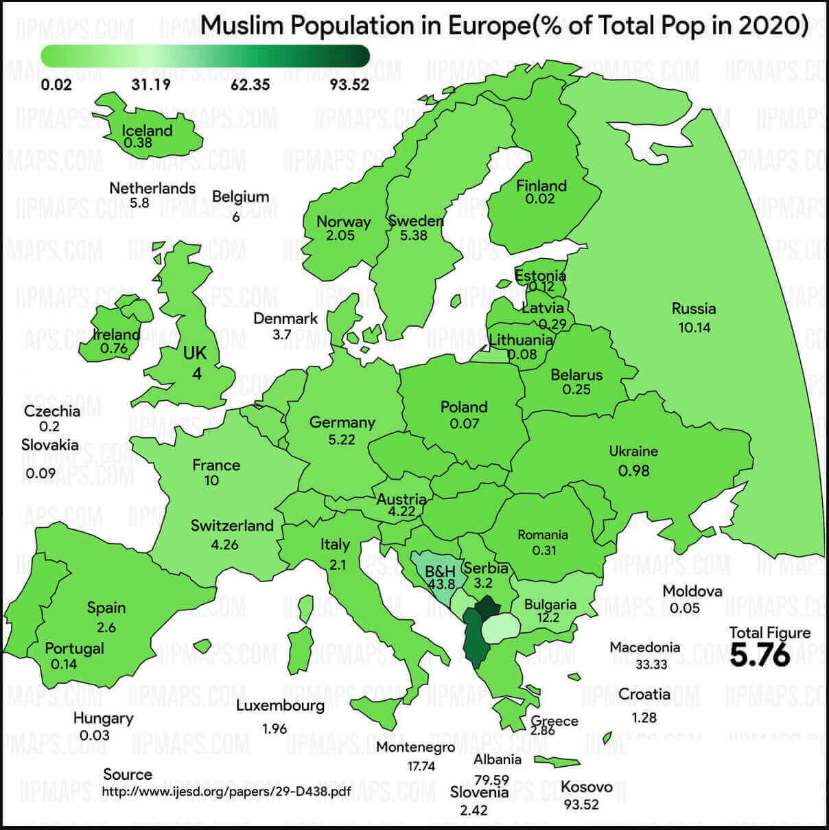 Karte europaeische laender muslimische bevoelkerung 2020