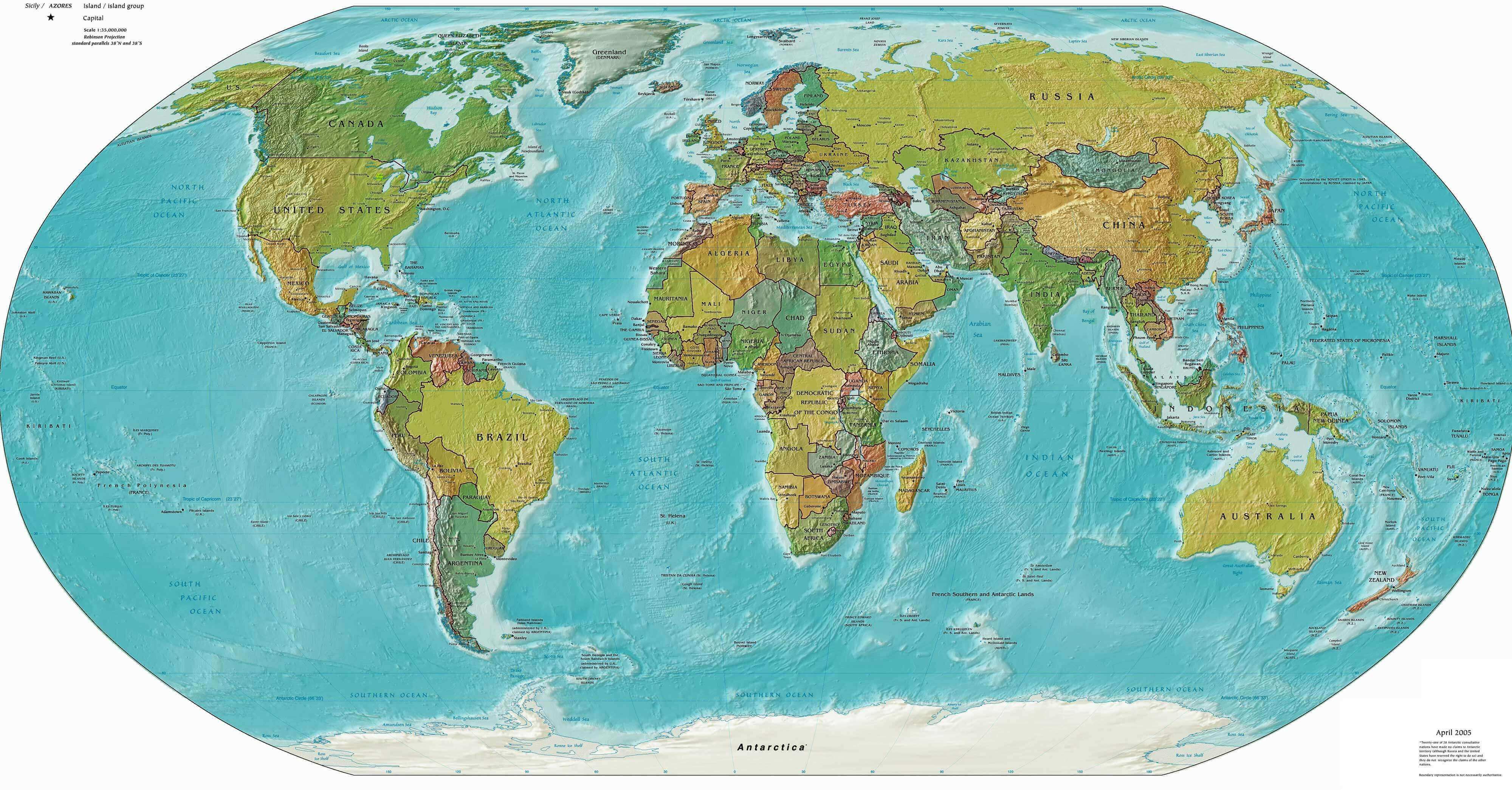 Kostenlose reliefkarte der Welt