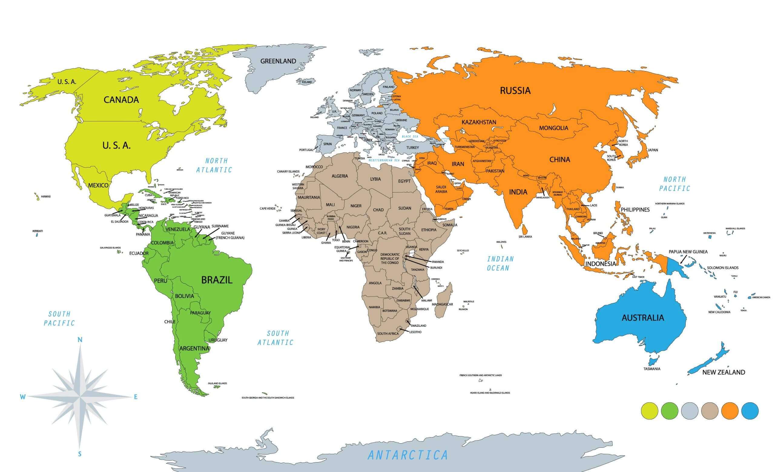 Grosse politische Weltkarte mit kontinenten