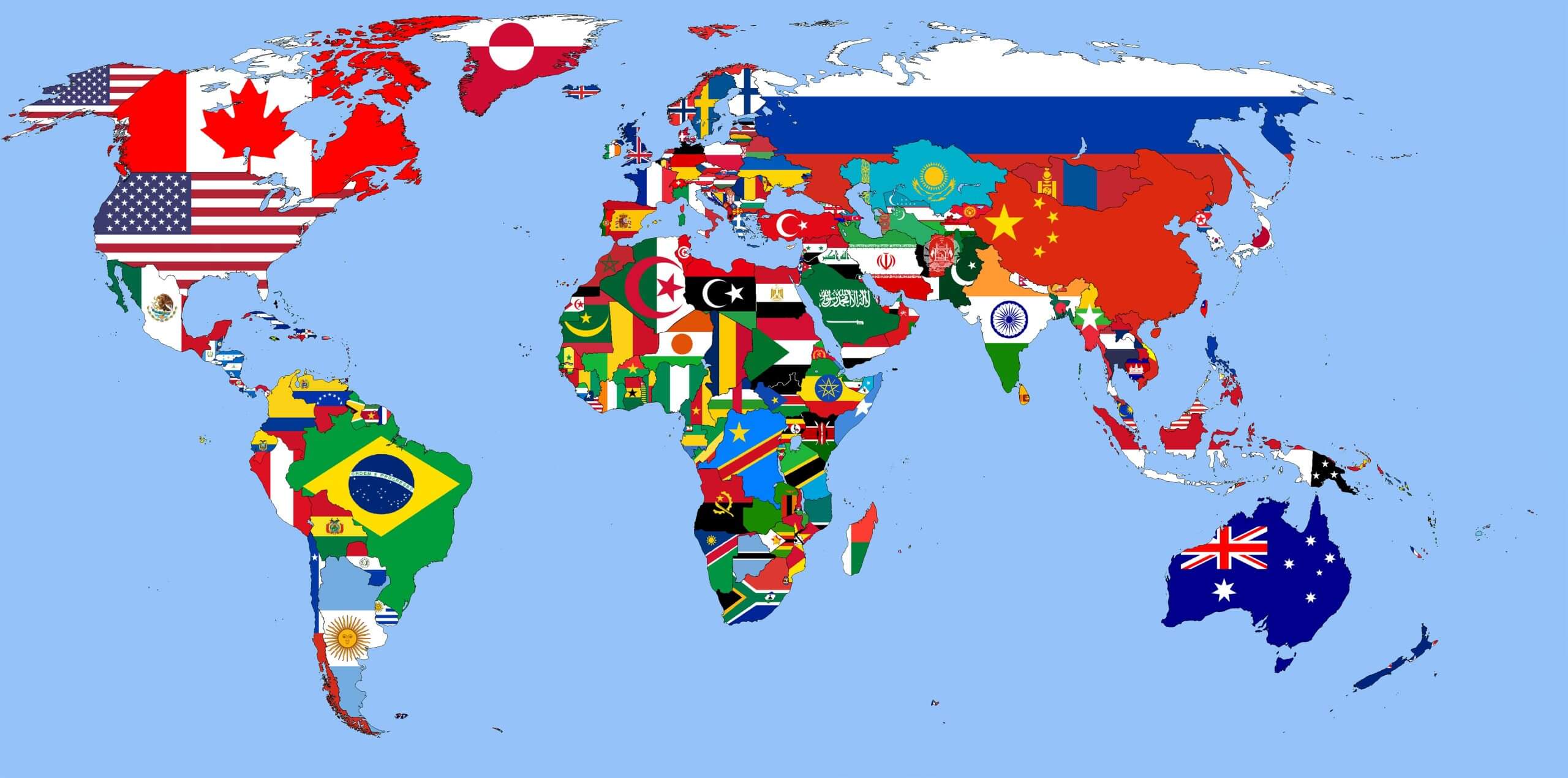 Flaggenkarte der Welt zum herunterladen