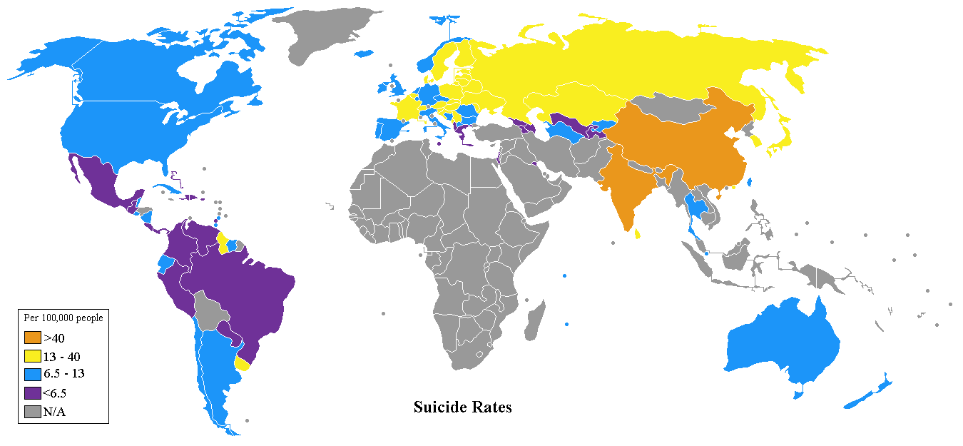 Karte der selbstmordraten Welt weit zum herunterladen