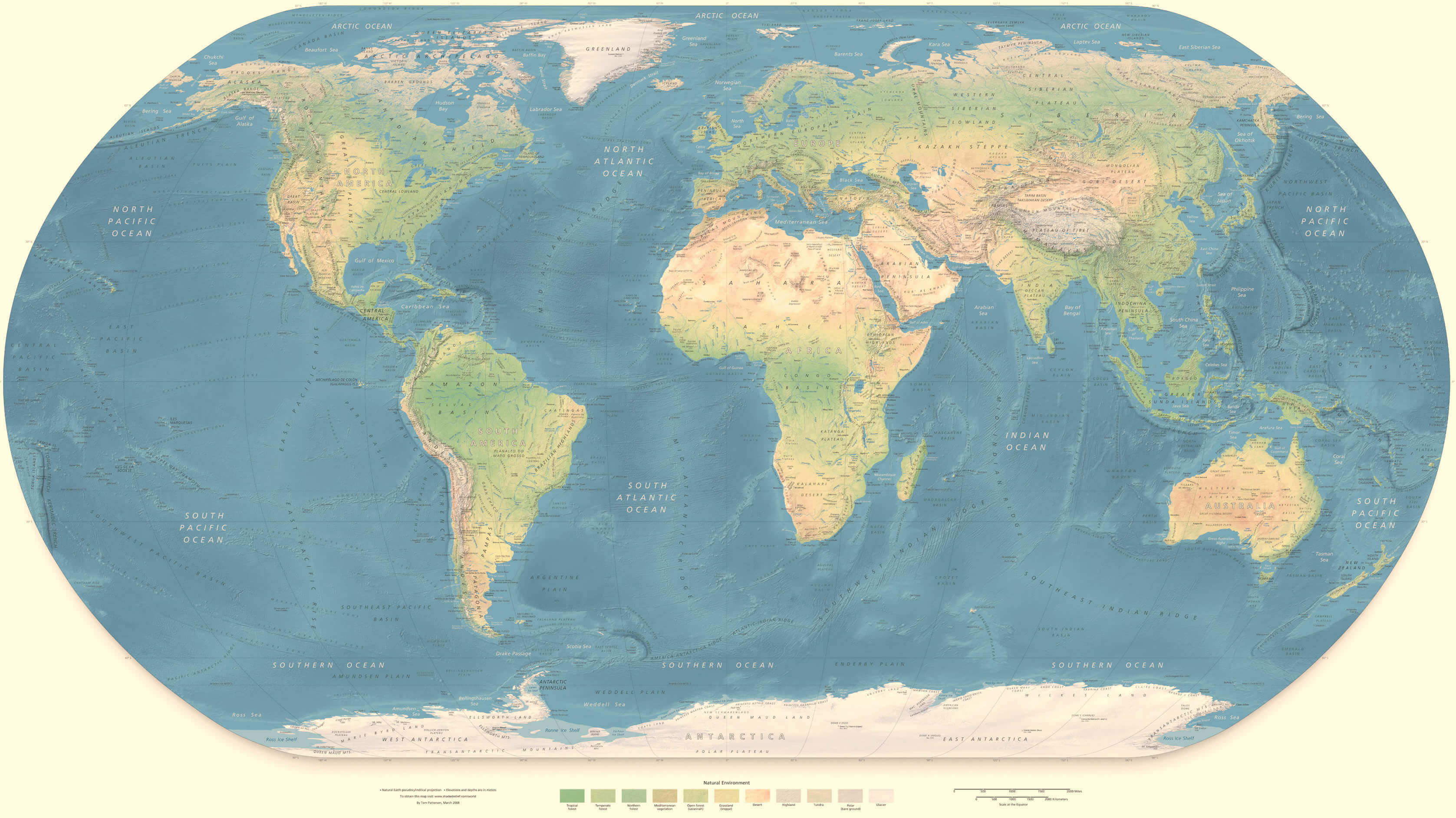 Physische Welt karte mit kontinenten zum herunterladen