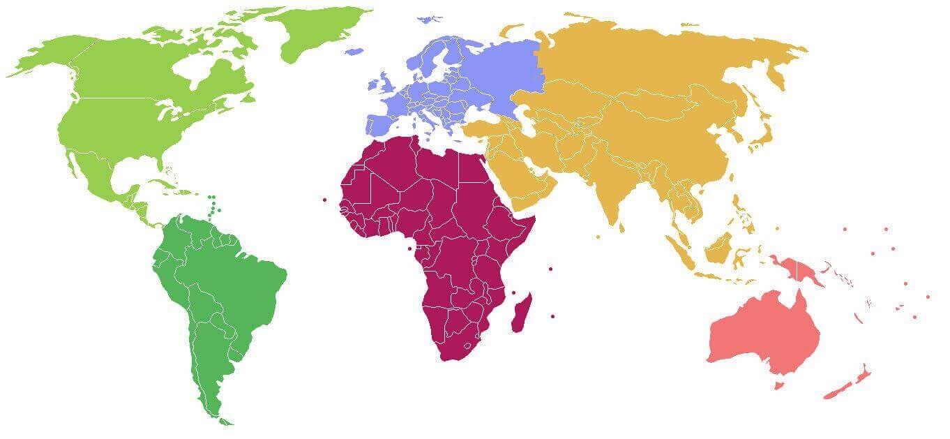 karte der kontinente der welt nach umriss