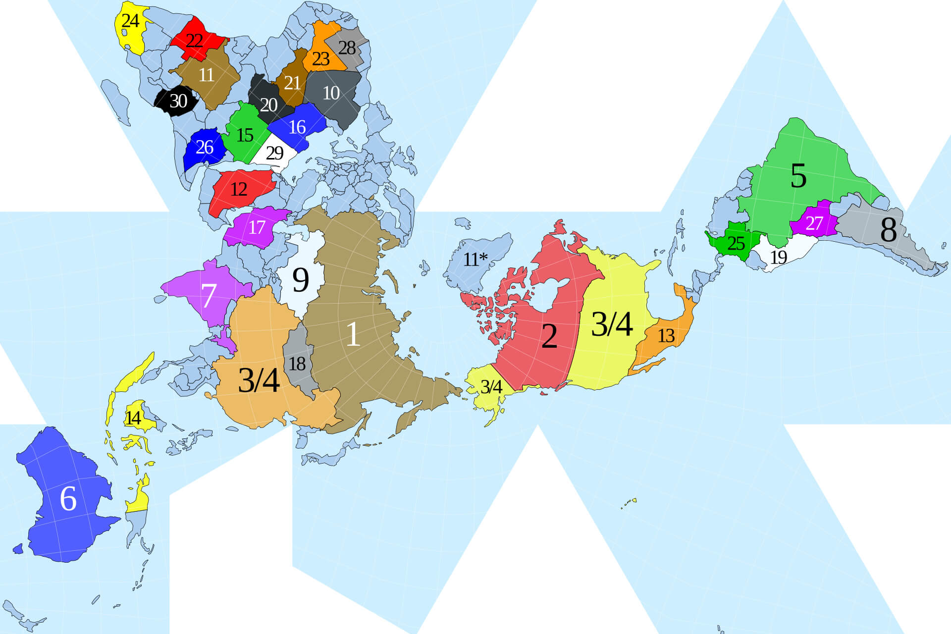 Dymaxion Karte 30 groesste laender der welt