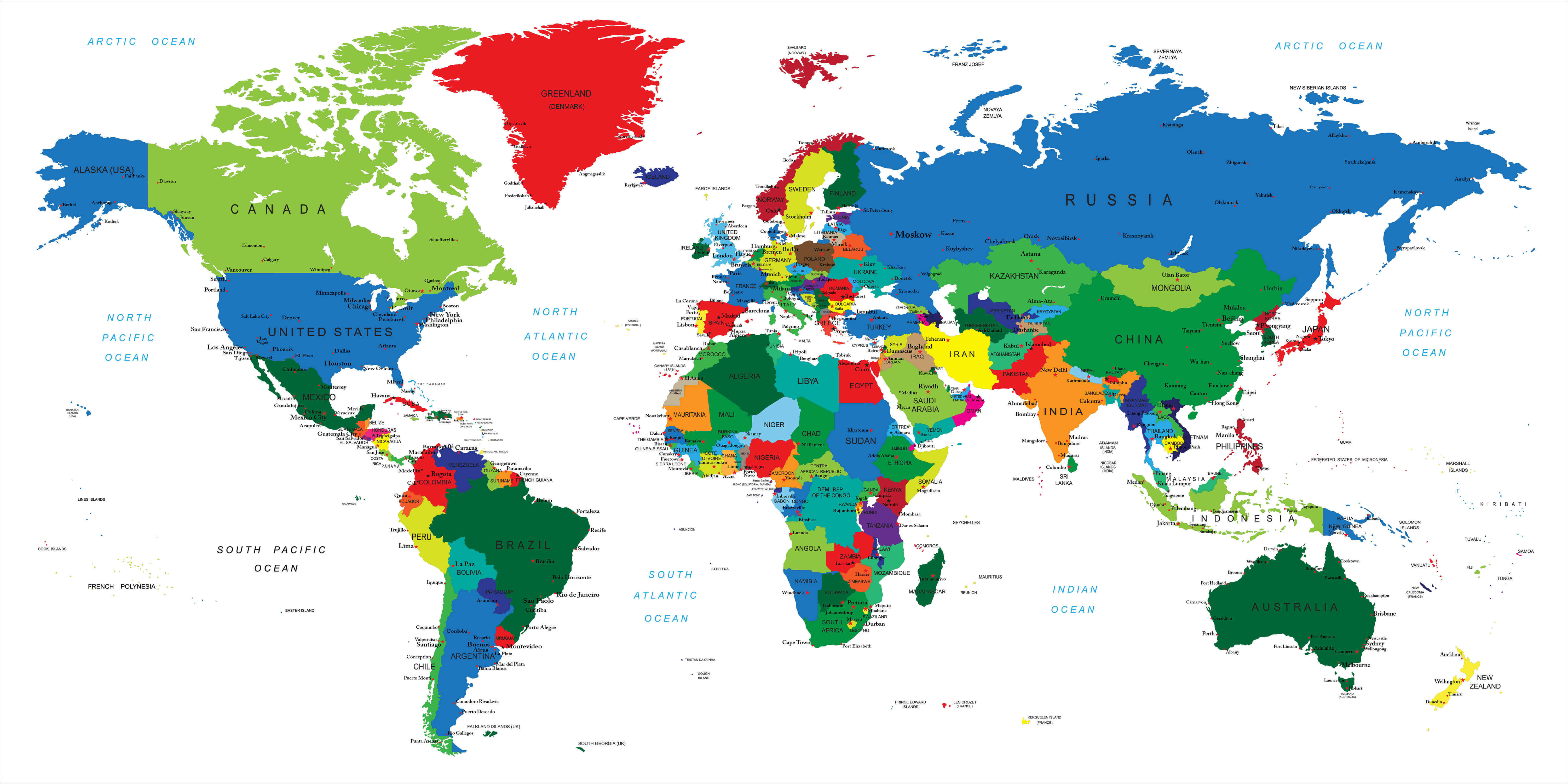 Karte der weltlaender mit internationalen grenzen