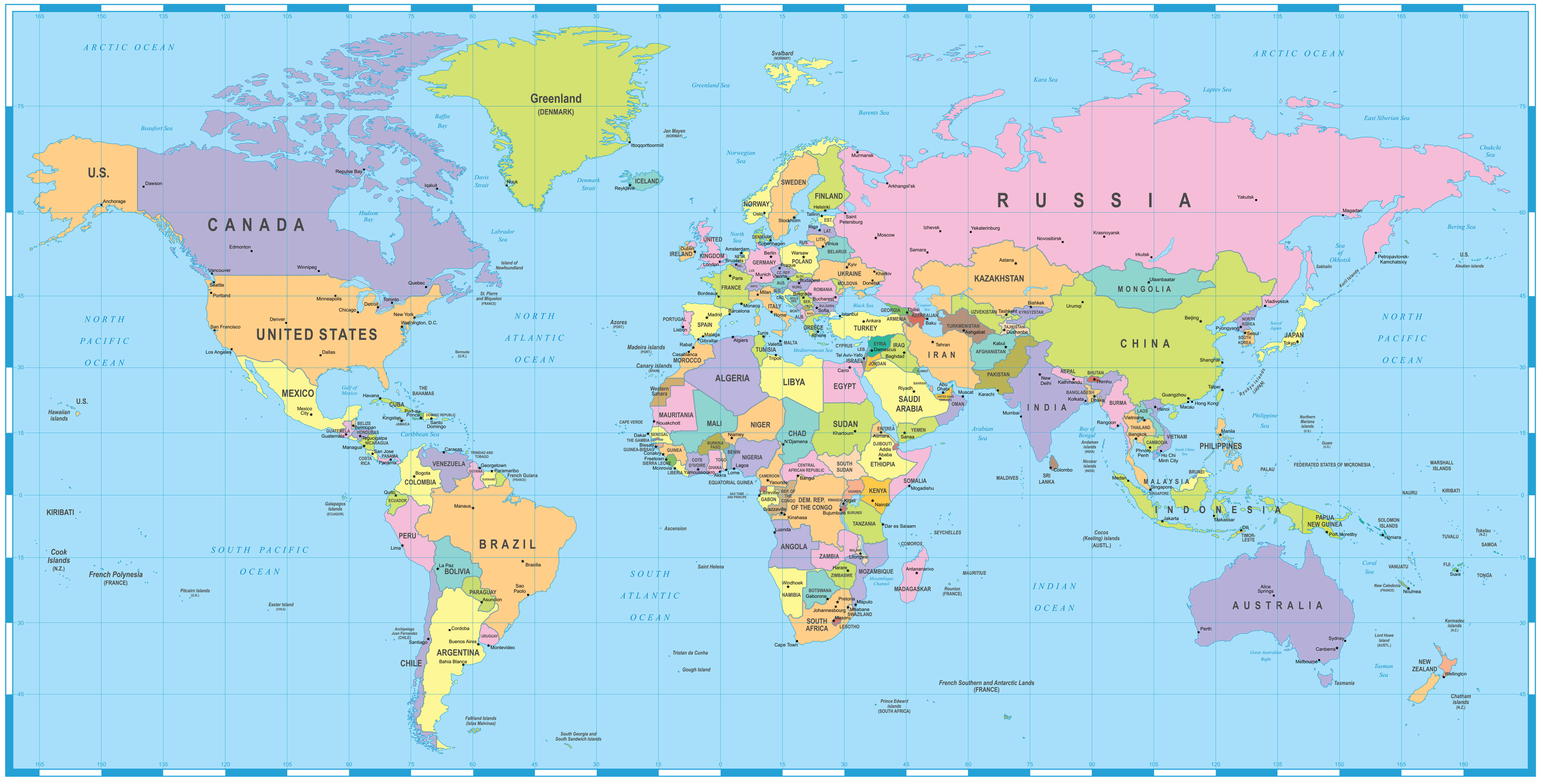 Laender der Welt und Politische karte