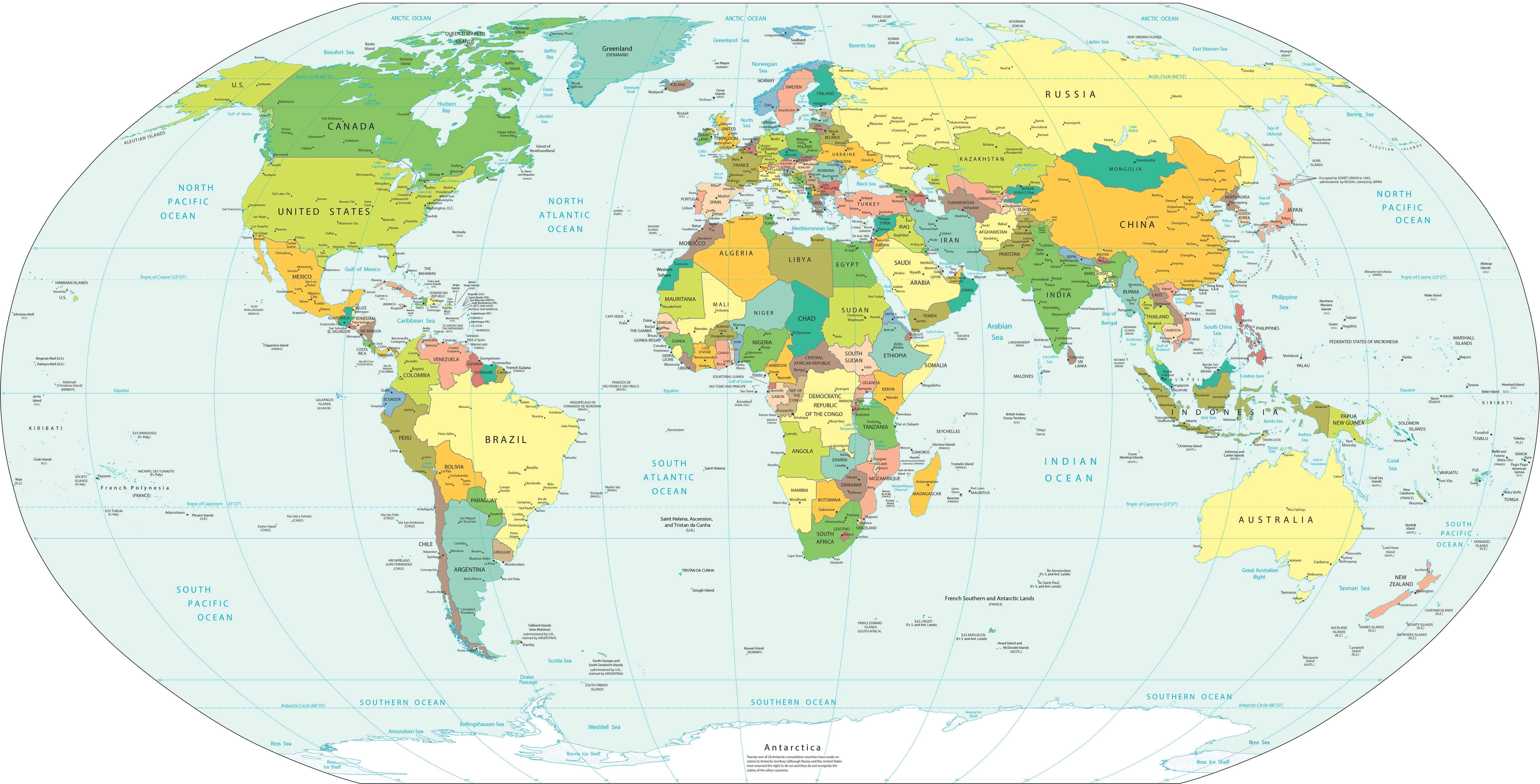 Politische karte der weltlaender nach landern