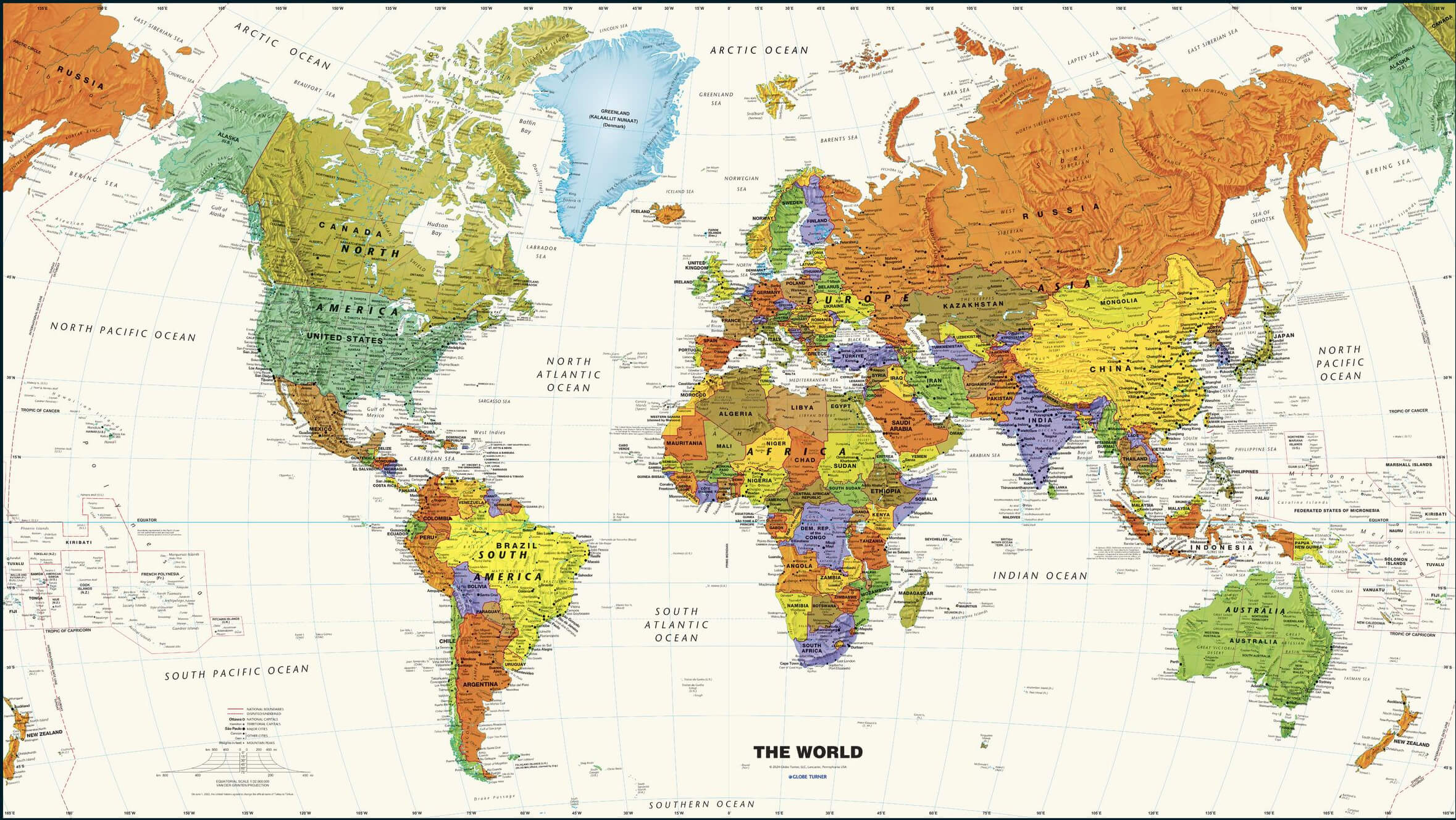 Topographische karte der weltlaender