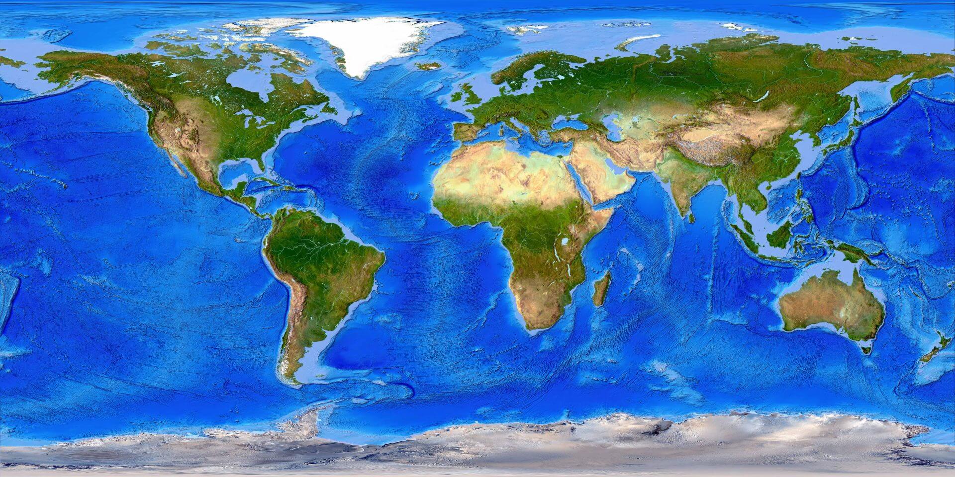 Leere topographische Weltkarte