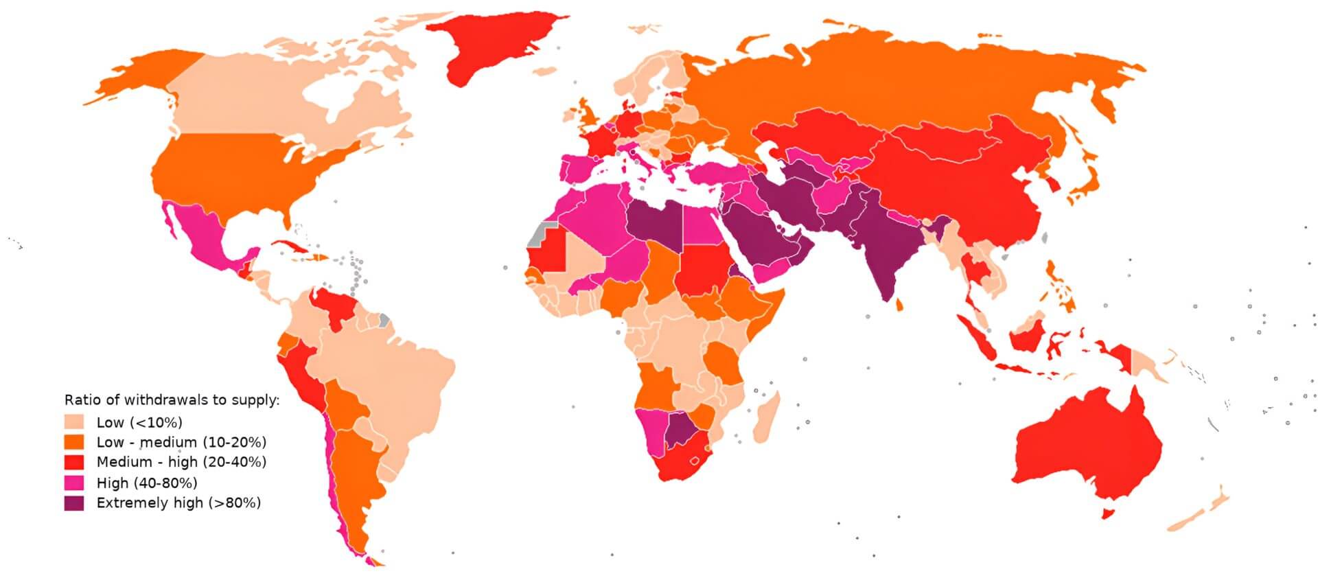 Welt wasserknappheit mit leerer karte