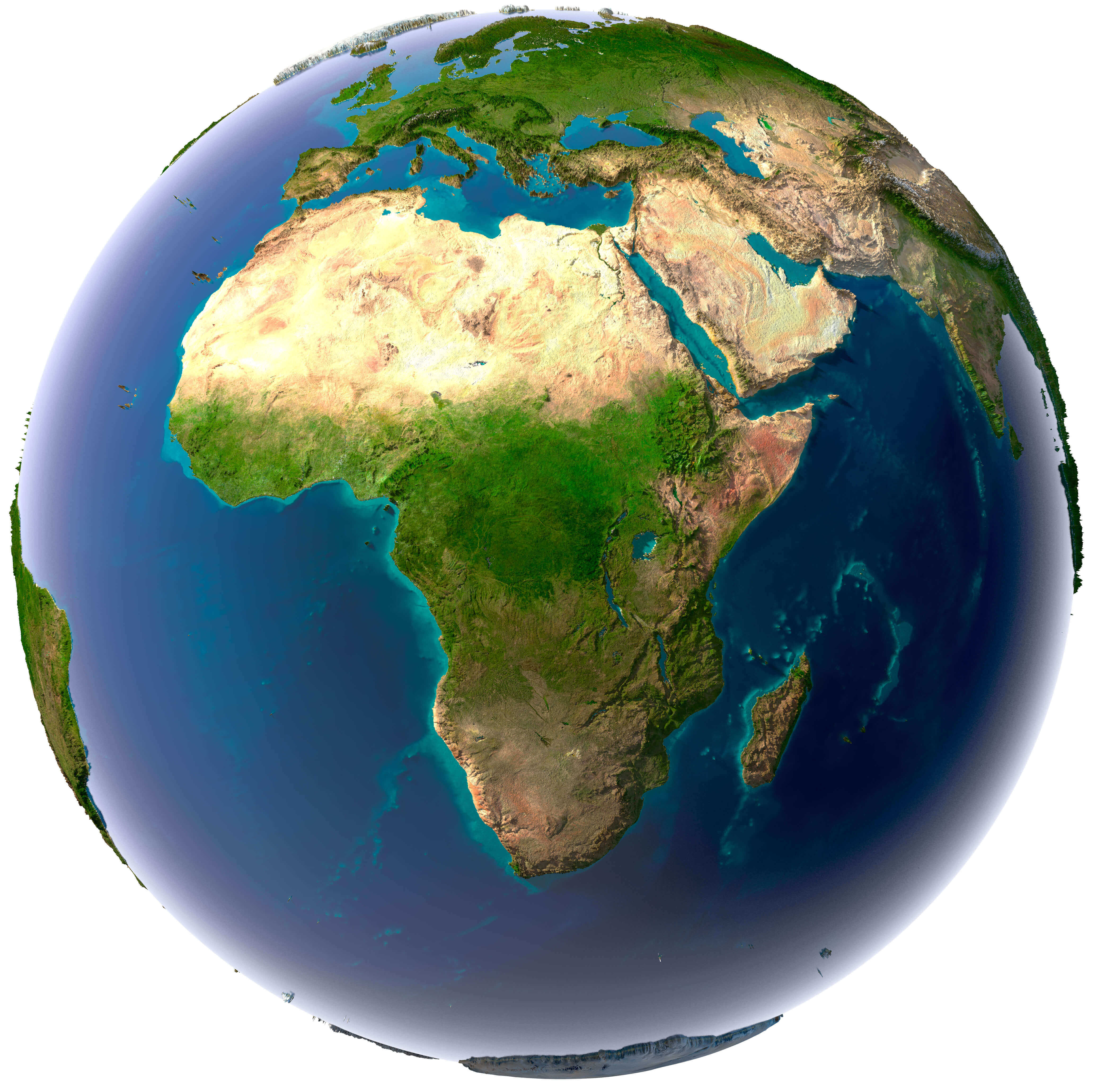 Detaillierte topographie karte Welt und Afrika