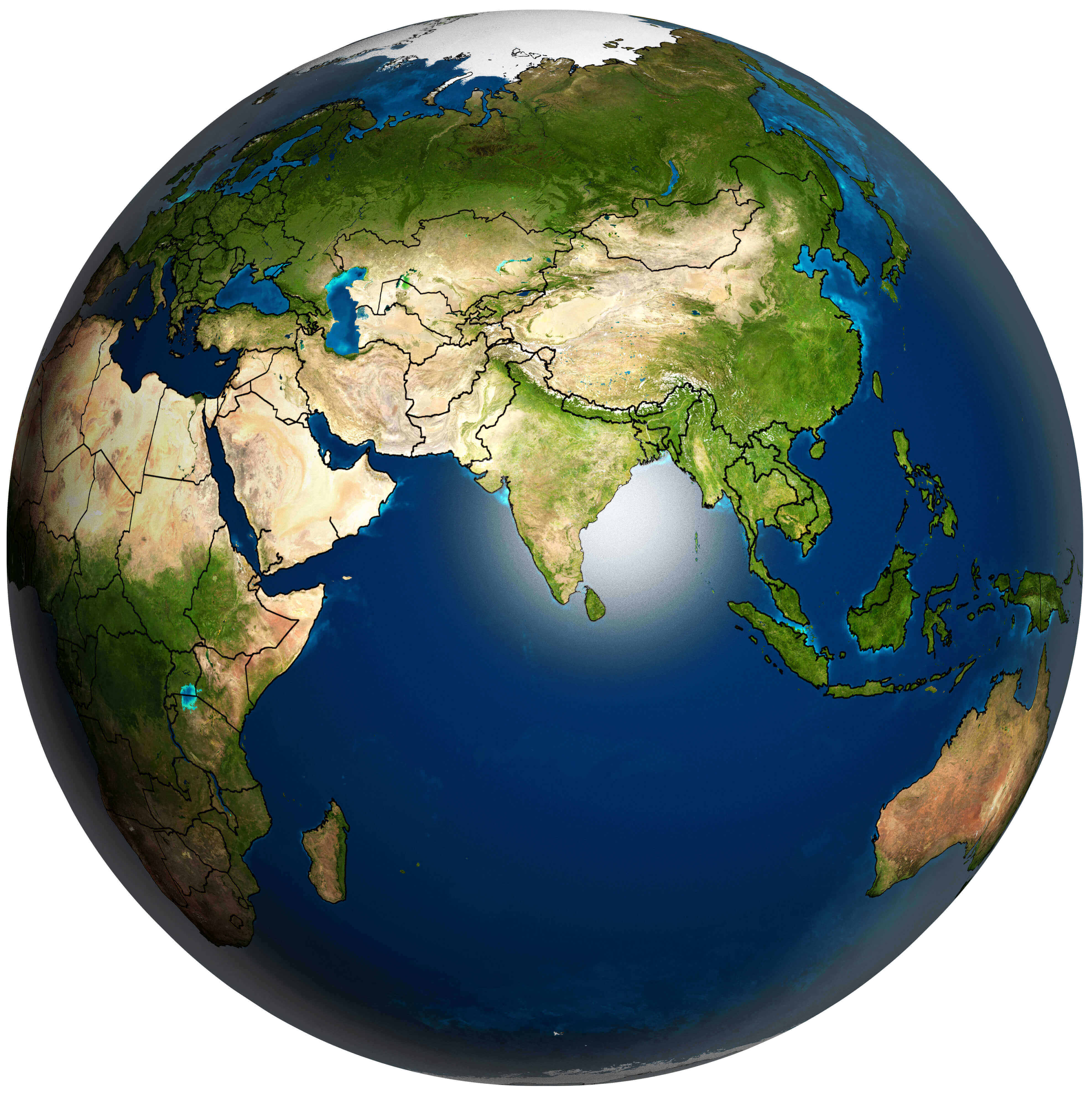 Karte der Erde und Asiens