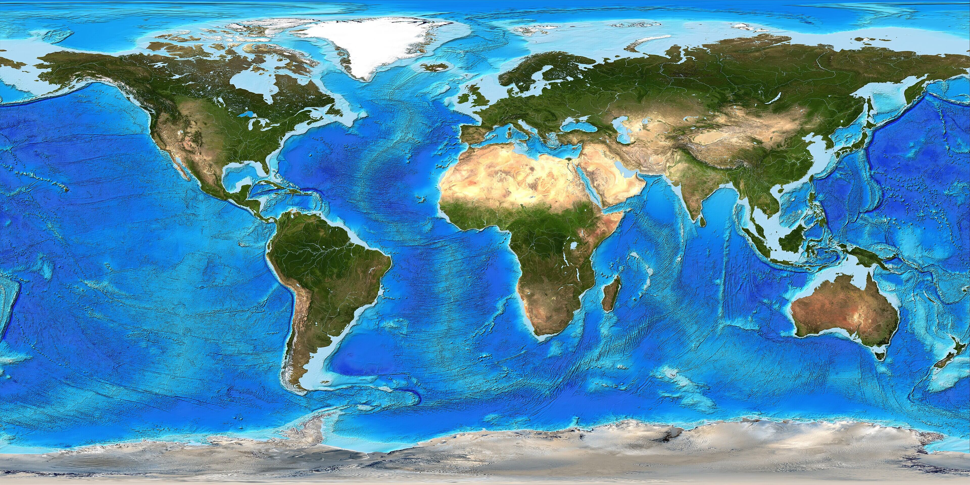 Leere topographische satelliten weltkarte