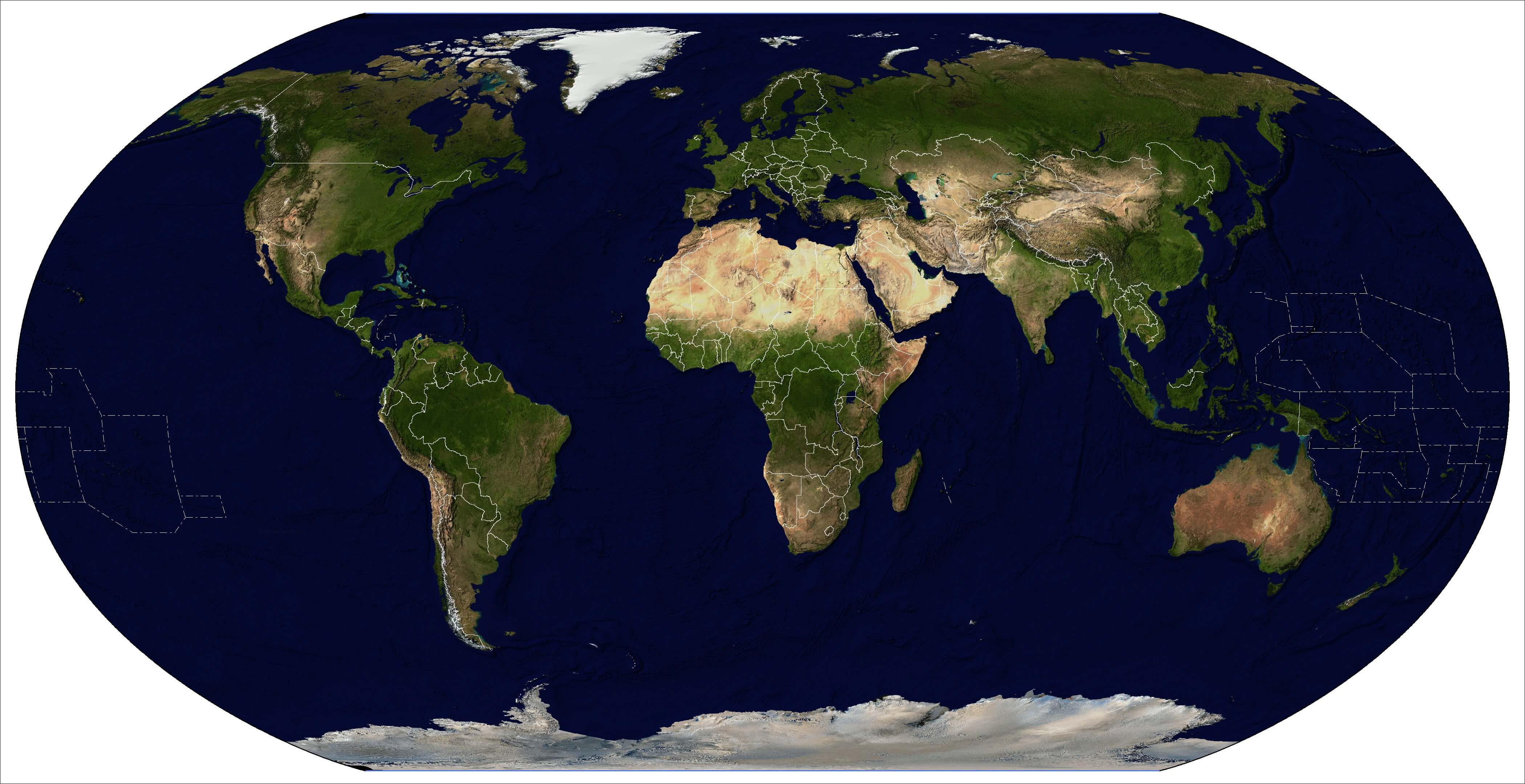Satelliten weltkarte mit nationalen grenzen