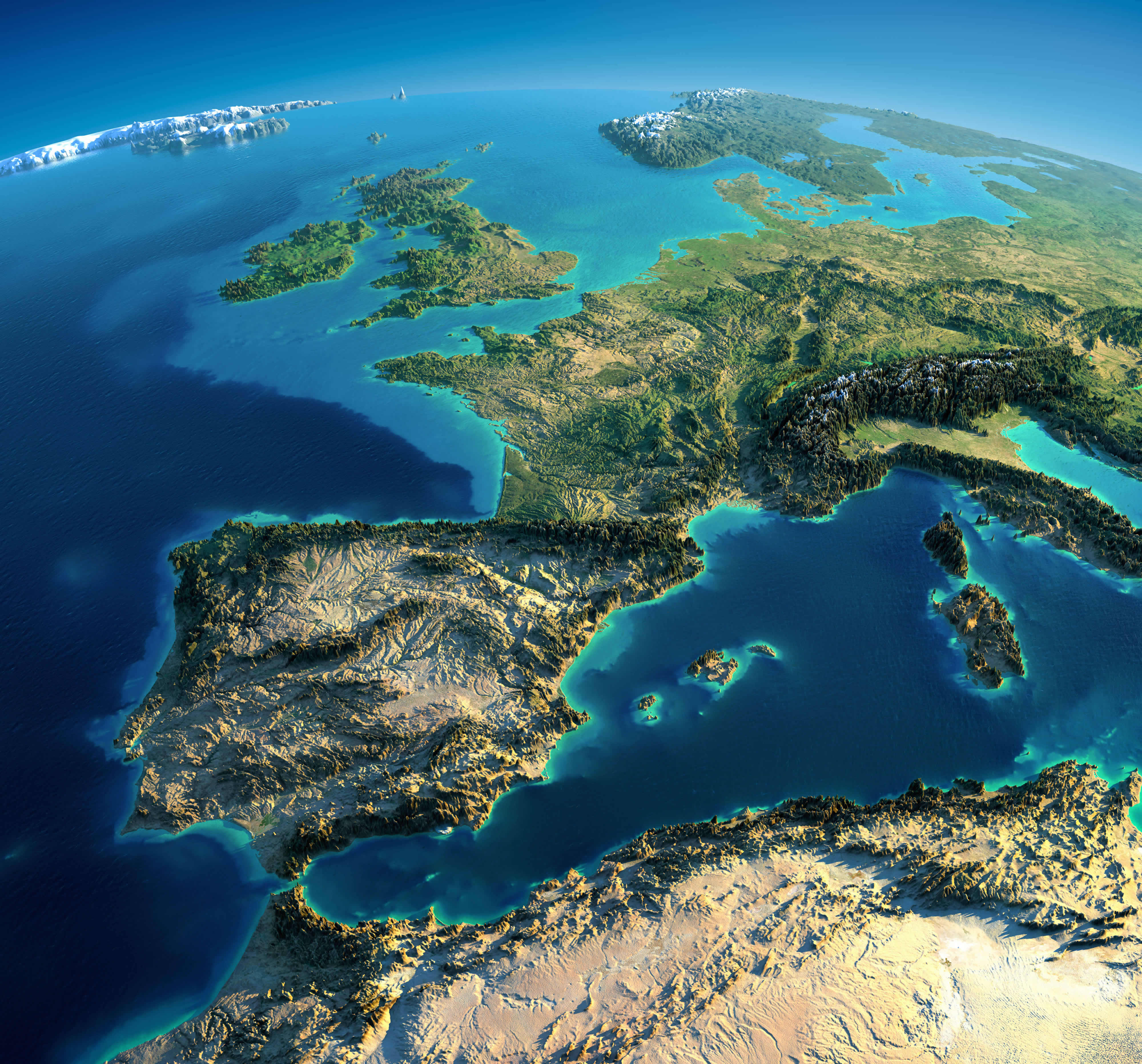 Satellitenbild auf weltkarte Europa spanien frankreich italien