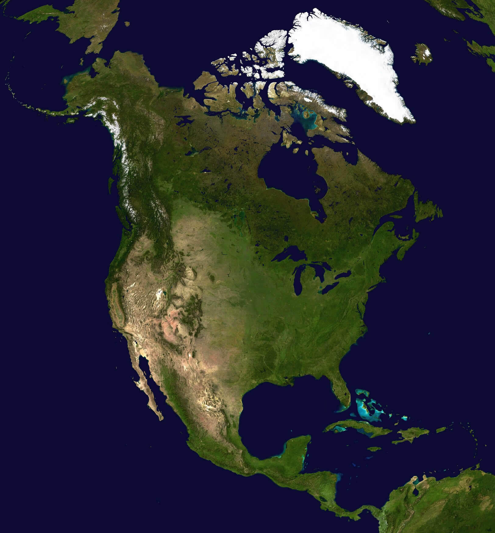 Satellitenbild Welt und Nordamerika