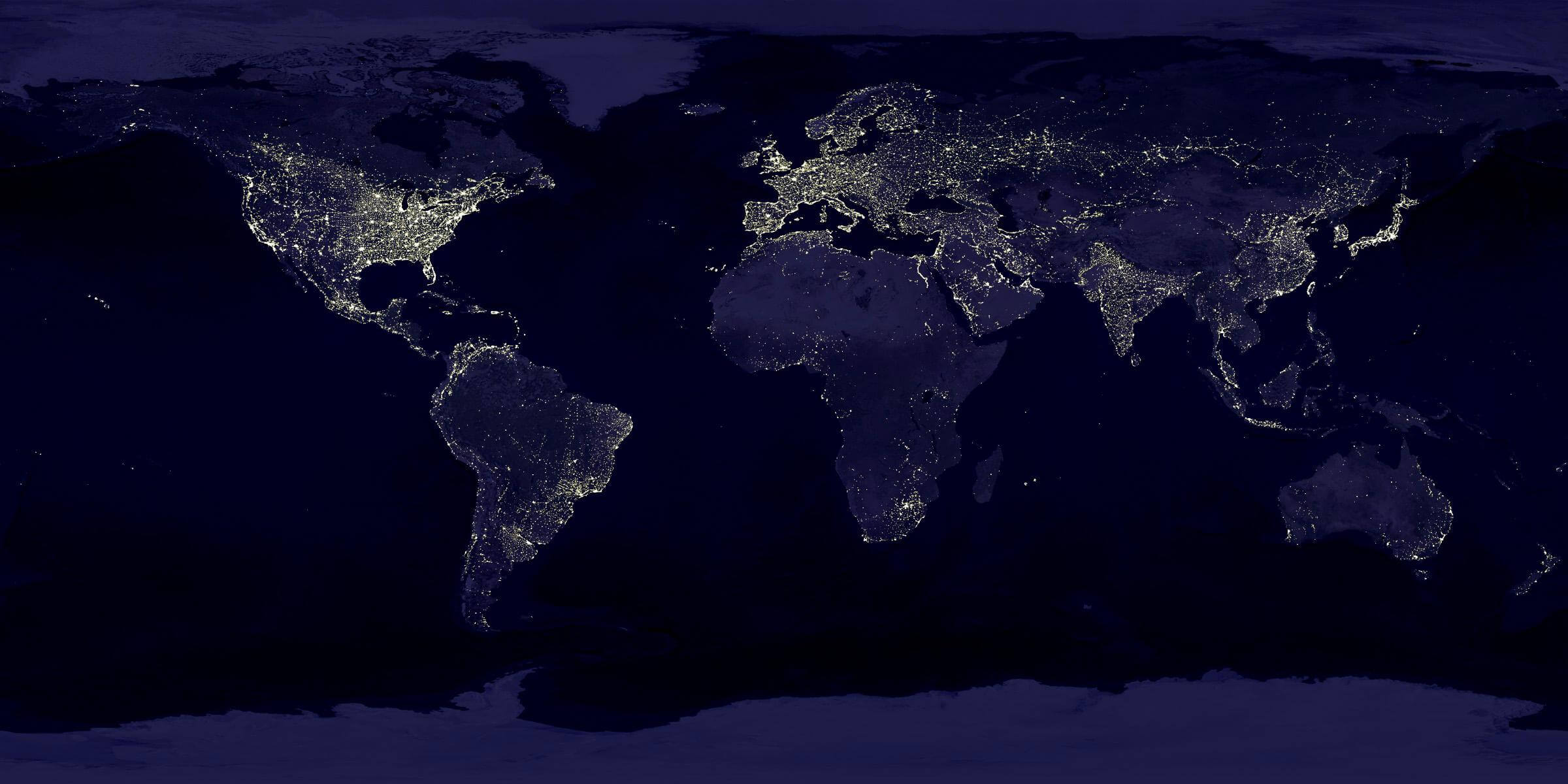 Satellitenkarte stadtlichter der Welt