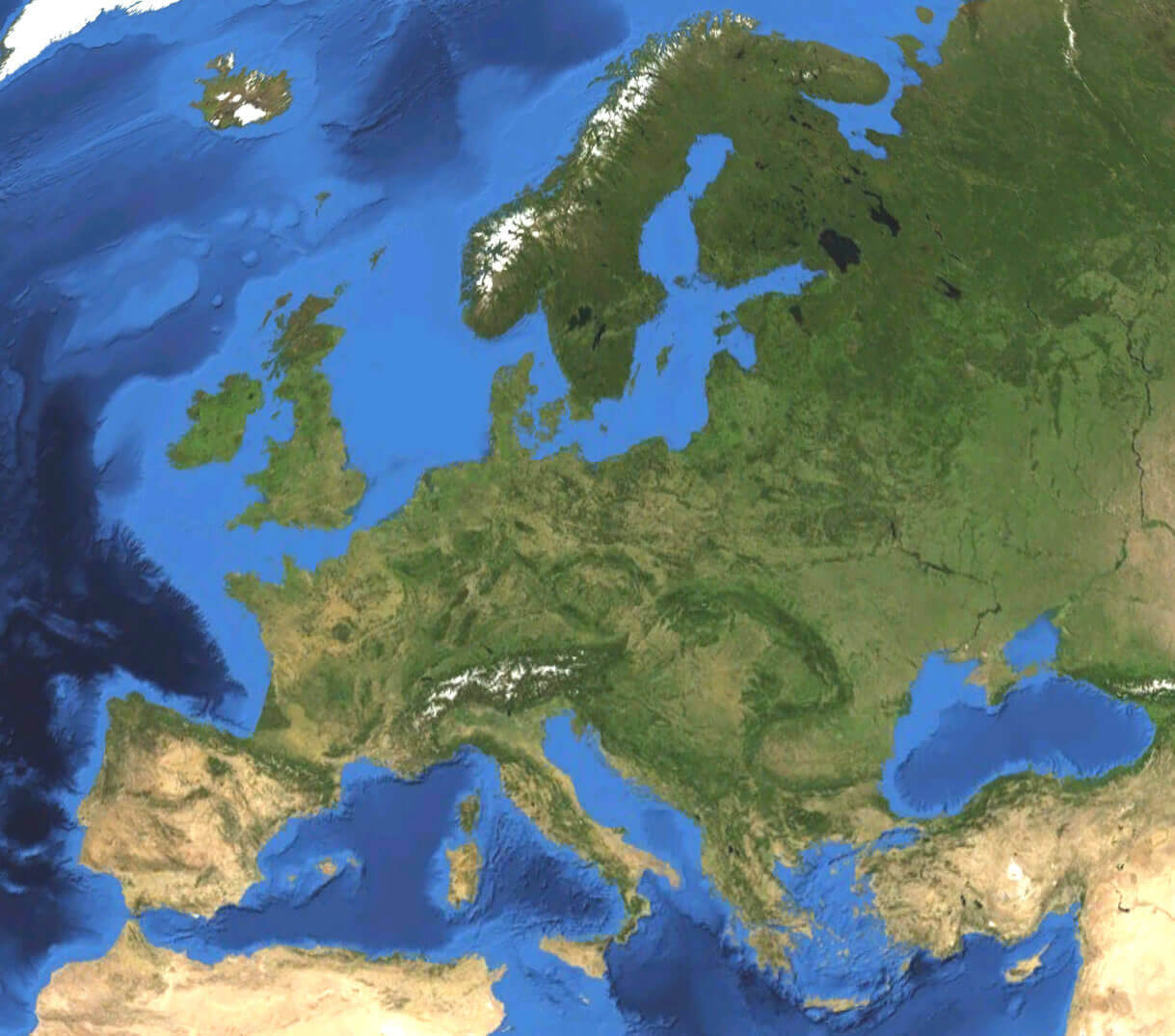 Satellitenkarte Welt und Europa