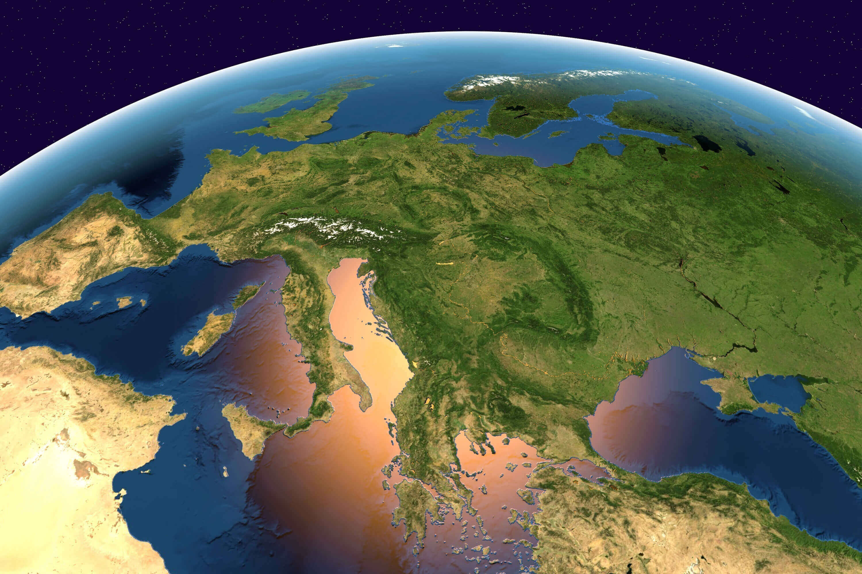 Satellitenkarten Europas mit der Welt