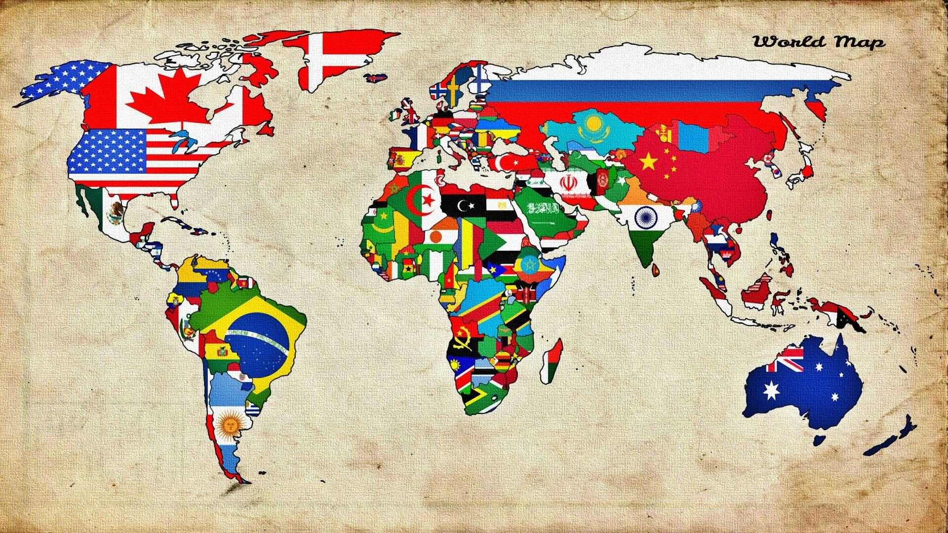Flaggenkarte der welt