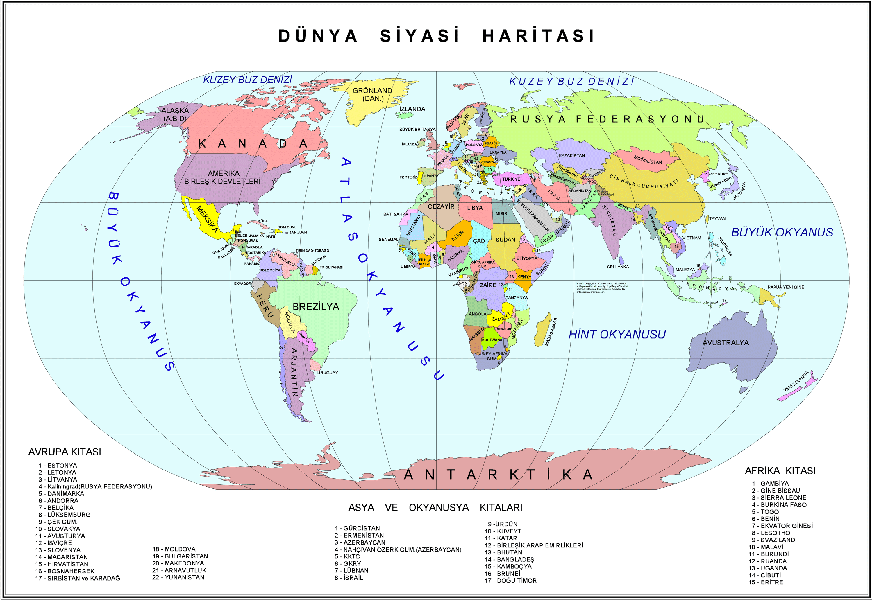 Turkisch Welt Politisch Karte 