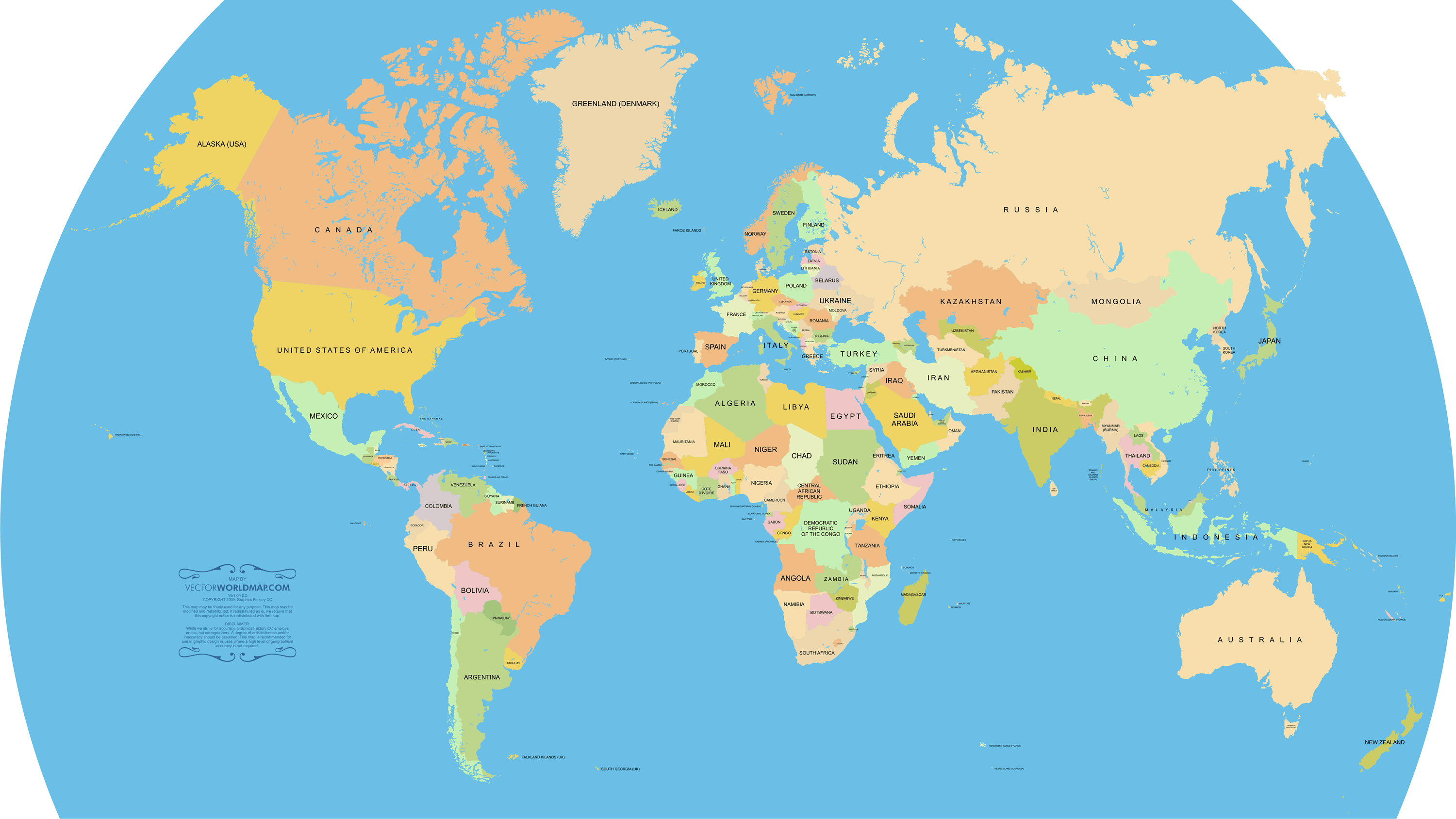 Vectorel Weltkarte
